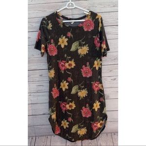 Cleo Ribbed Floral T Shirt Dress